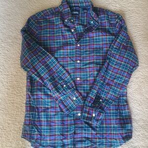Chaps Blue and Red Plaid Button Down Shirt Mens lg